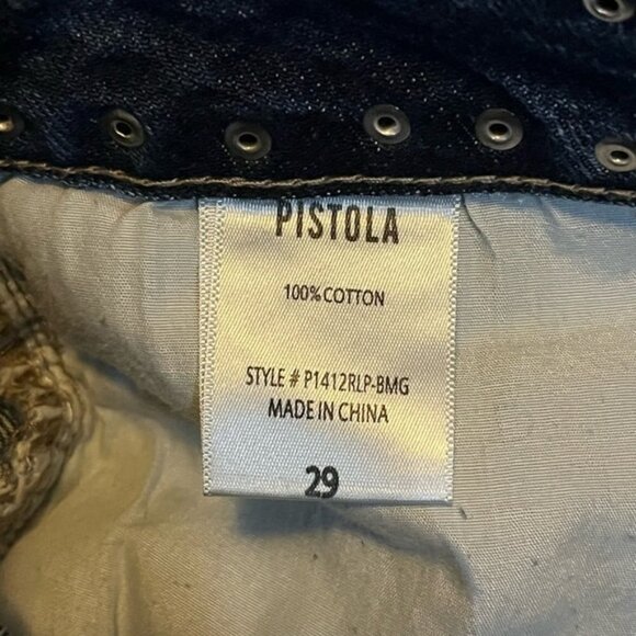 PISTOLA Sierra Medium Wash Studded Denim Mini Skirt Size 29 - Picture 7 of 7